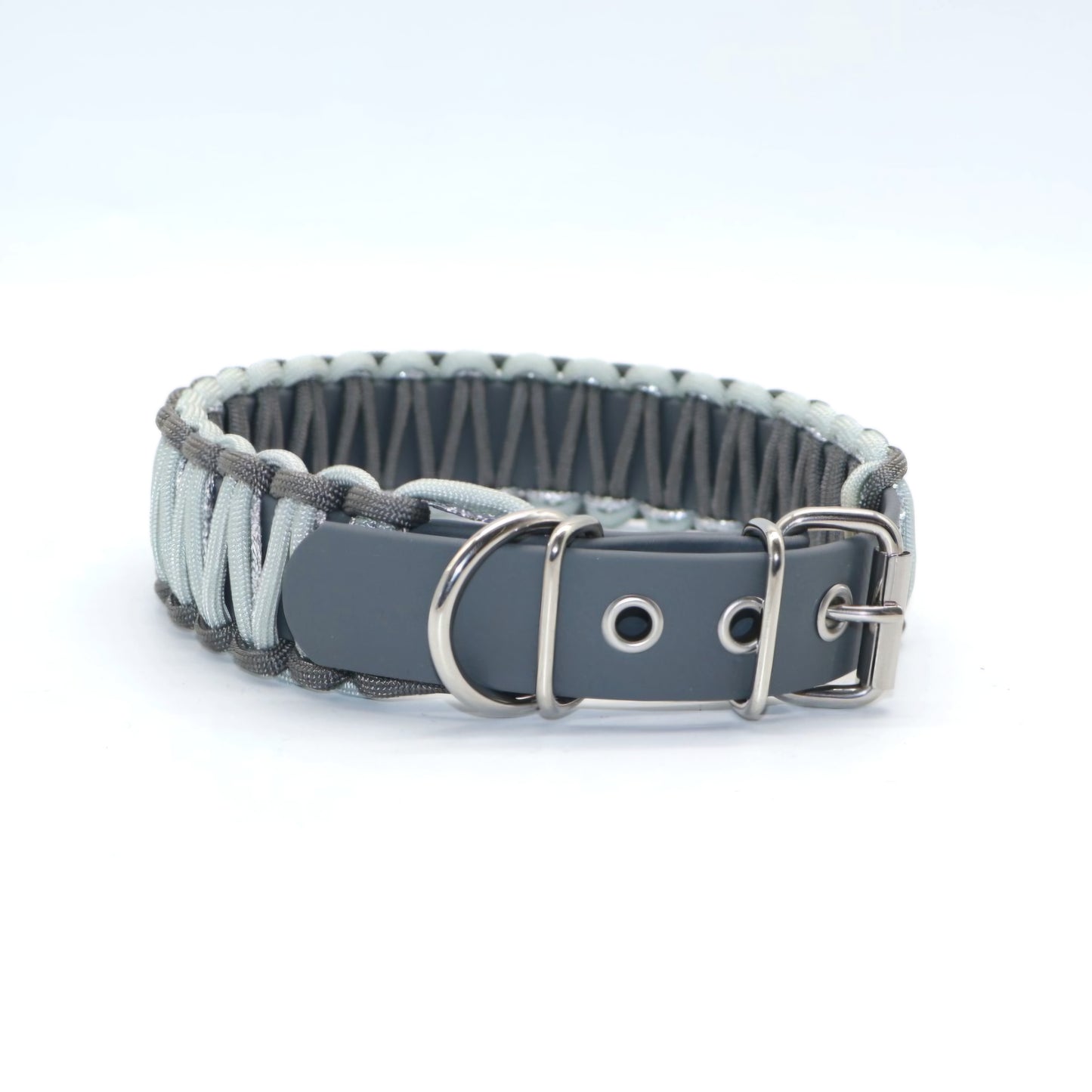 Halsband Biothane & Paracord *Dunkelgrau Silber Glitzer* 30-52cm