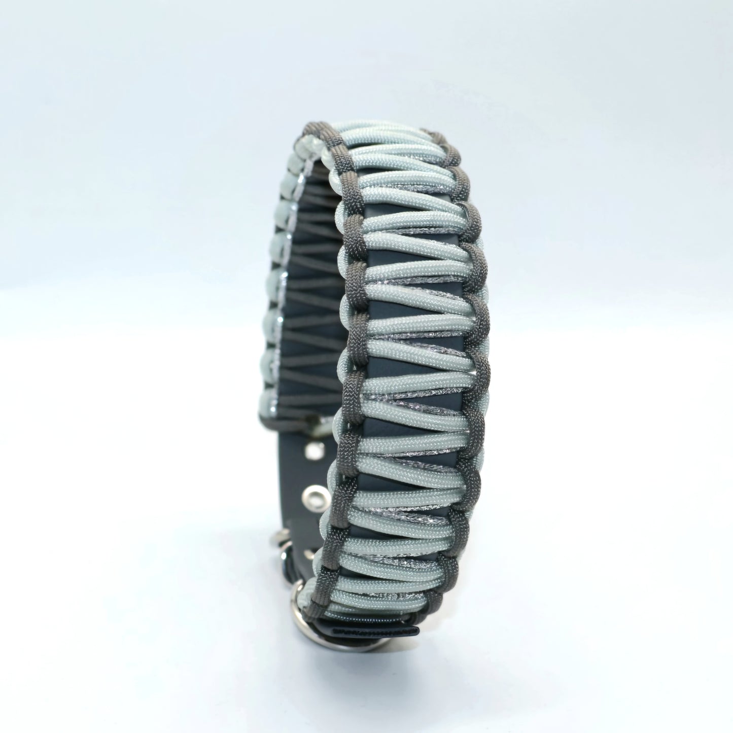 Halsband Biothane & Paracord *Dunkelgrau Silber Glitzer* 30-52cm