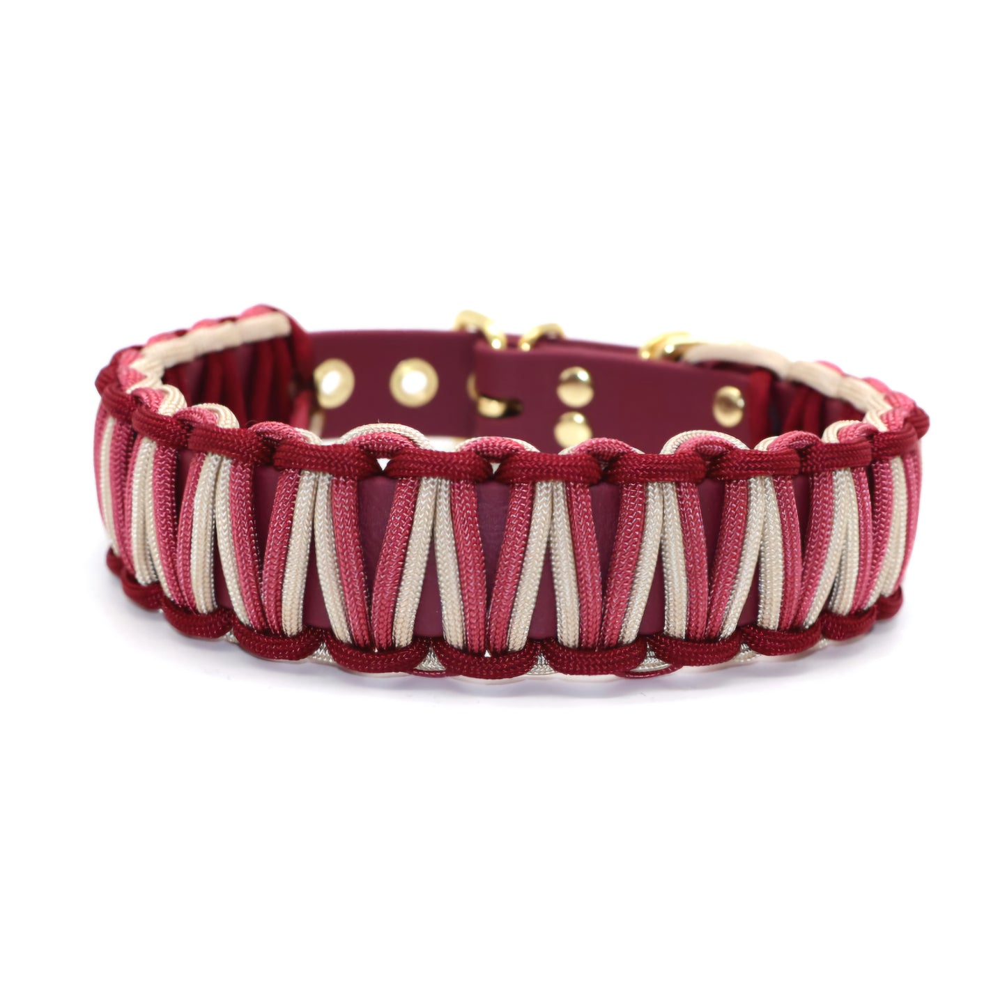Halsband Biothane & Paracord *Burgundy & Ruby & Caffé Latte* 38-45cm