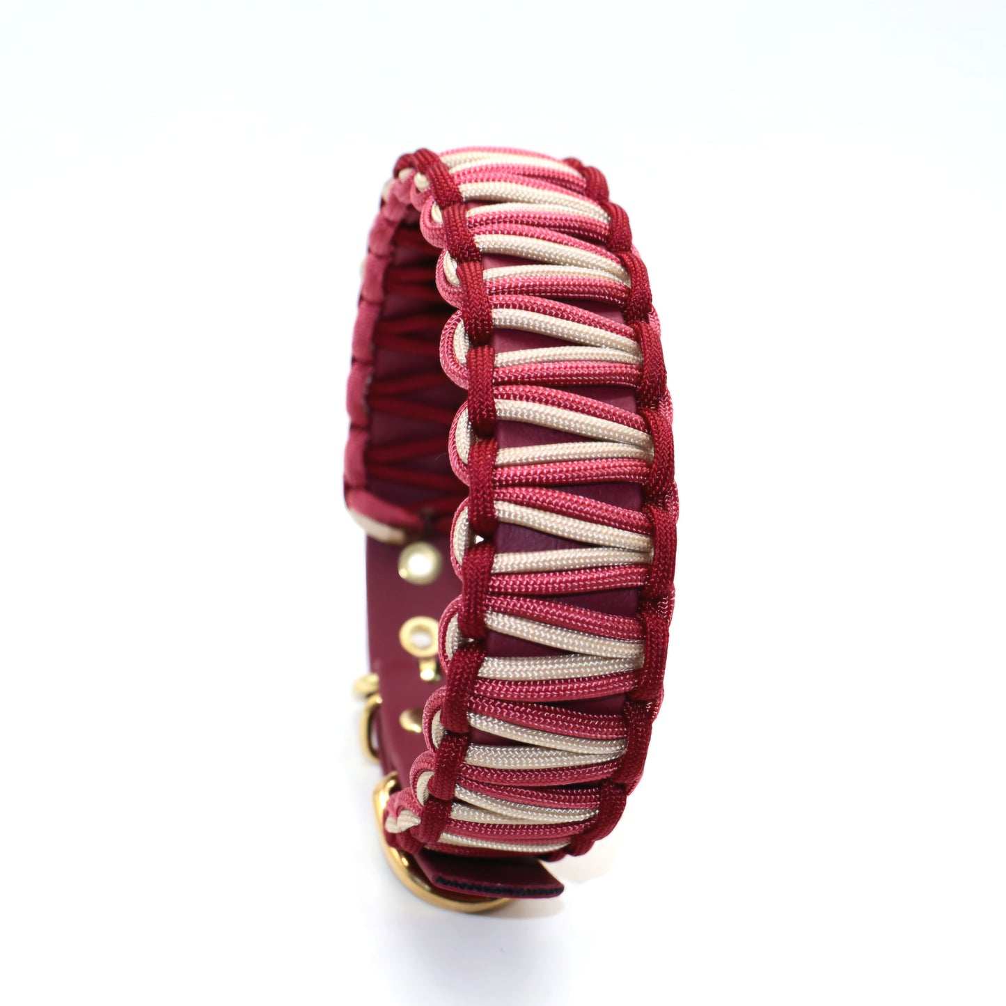 Halsband Biothane & Paracord *Burgundy & Ruby & Caffé Latte* 38-45cm