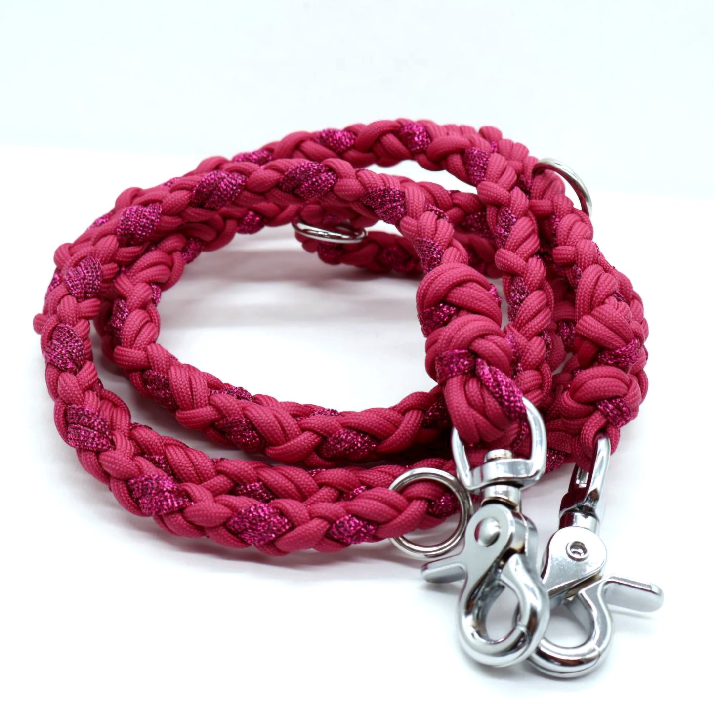 Handgeflochtene Paracord Leine *Fuchsia Glitzer*