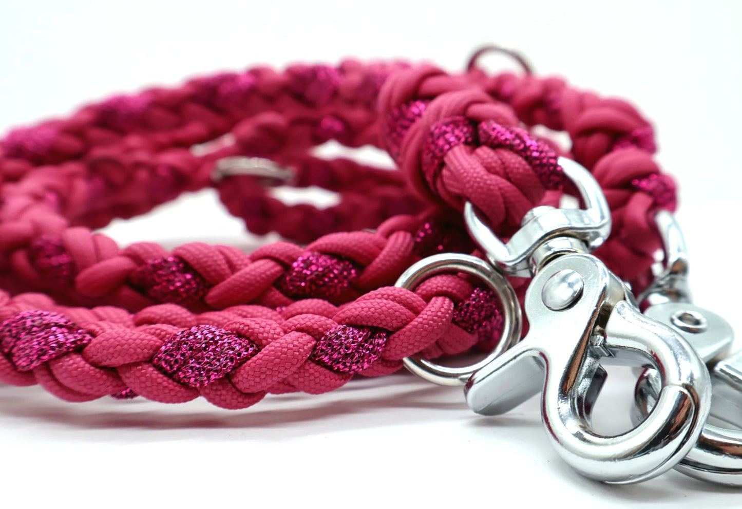 Handgeflochtene Paracord Leine *Fuchsia Glitzer*