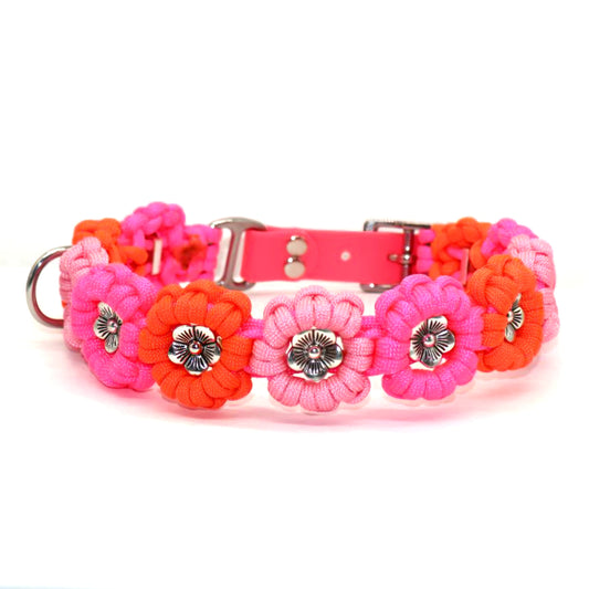Blumen Halsband *Neon Orange & Neon Pink*