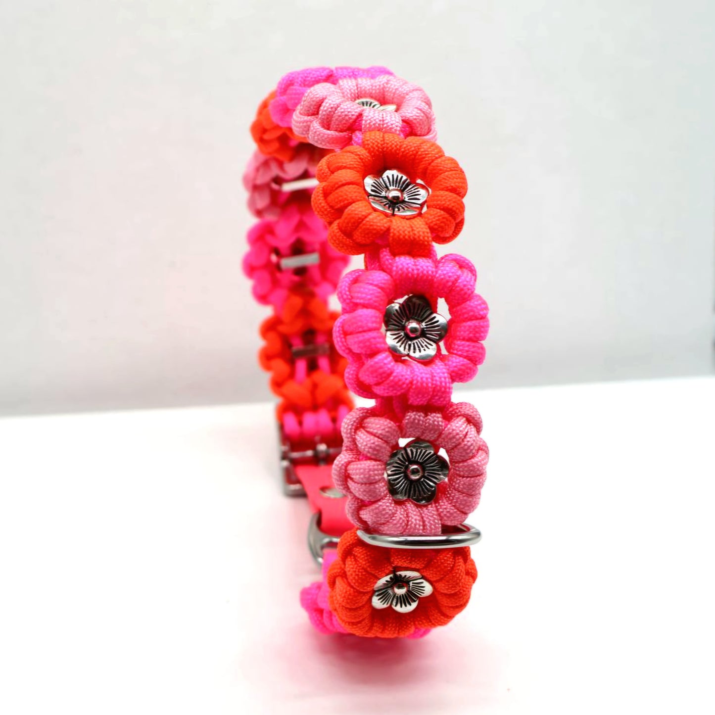 Blumen Halsband *Neon Orange & Neon Pink*
