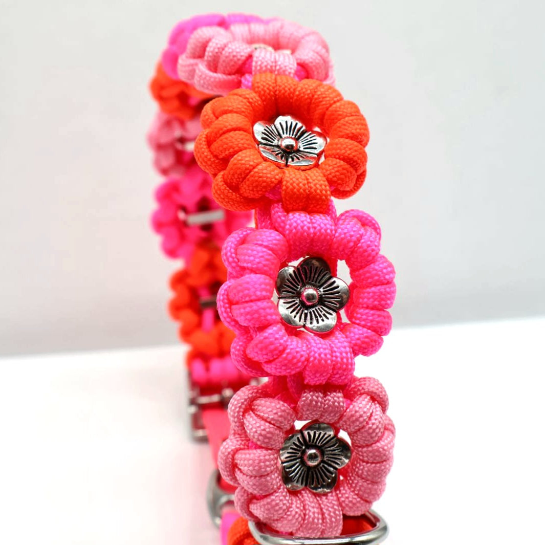 Blumen Halsband *Neon Orange & Neon Pink*