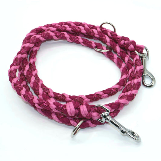 Handgeflochene Paracordleine *Beere & Pink Glitzer & Bubble Gum*