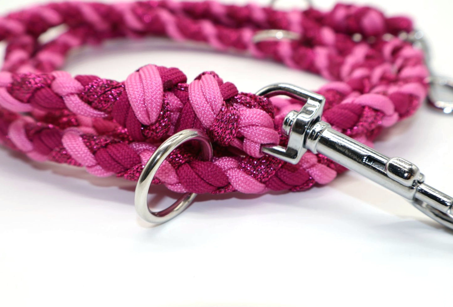 Handgeflochene Paracordleine *Beere & Pink Glitzer & Bubble Gum*
