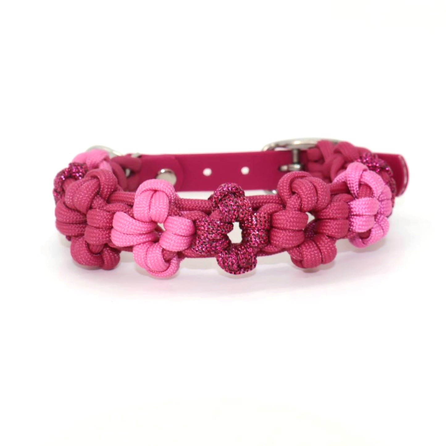 Mini Blumen Halsband *Fuchsia &  Bubble Gum & Fuchsia Glitzer*