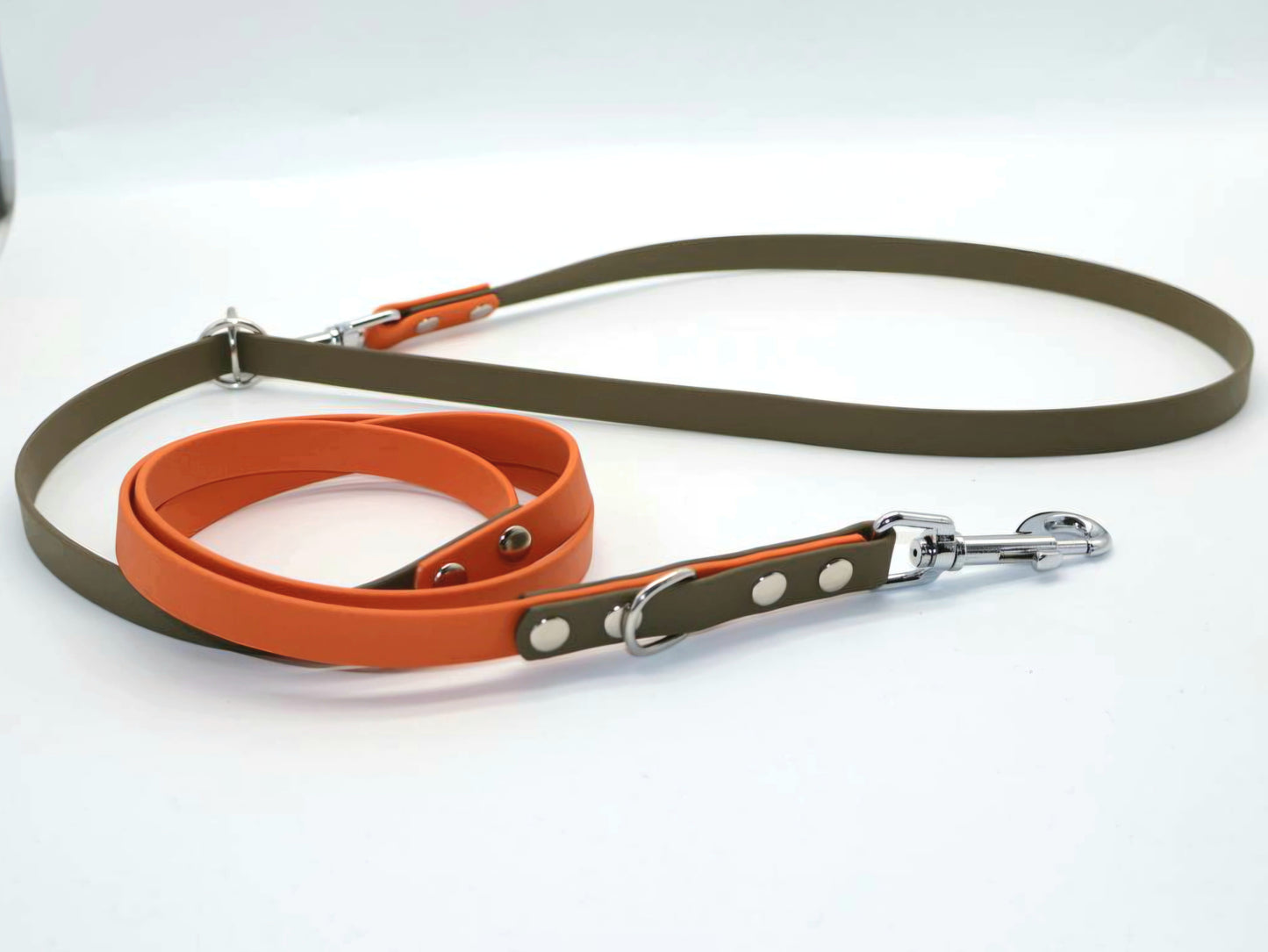 13mm Biothane Leine *Oliv & Orange*