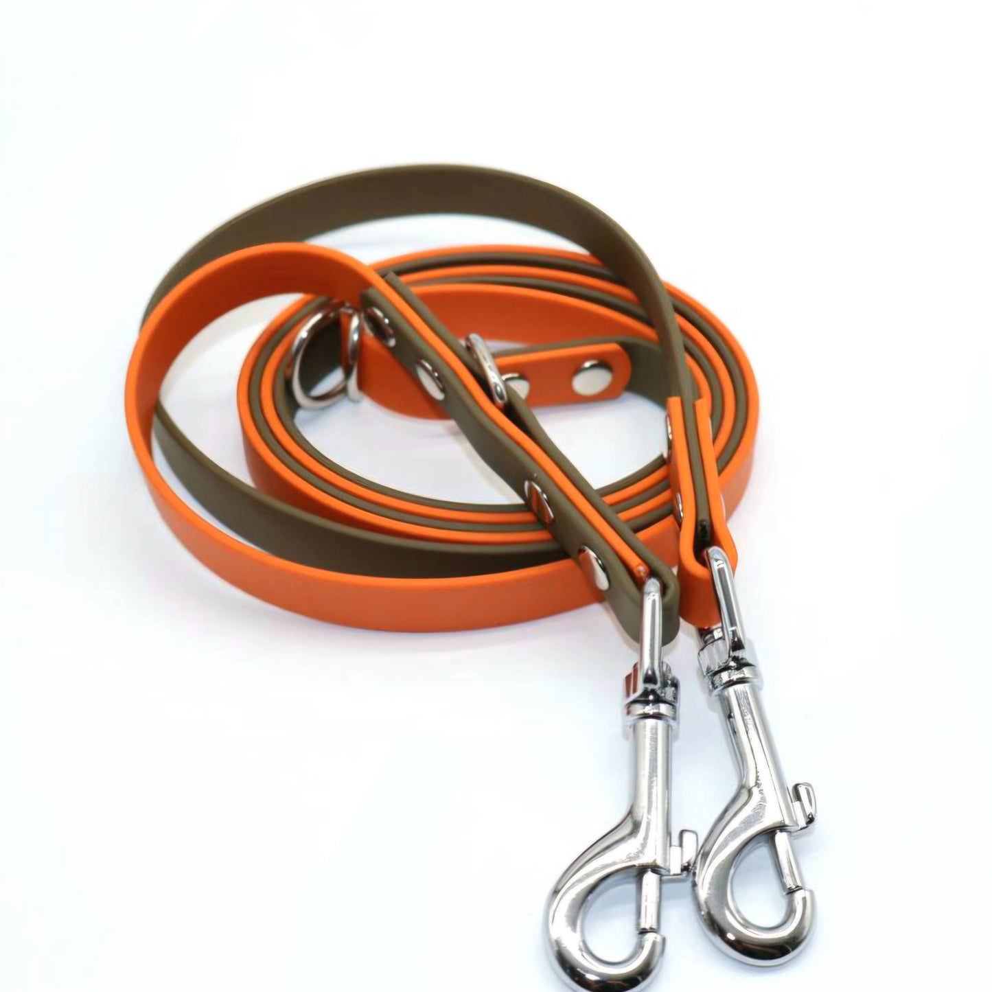 13mm Biothane Leine *Oliv & Orange*