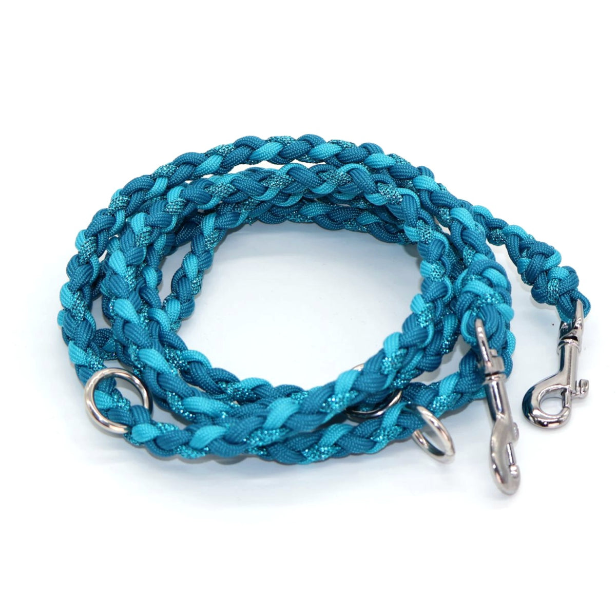 Handgeflochtene Paracord Leine *Lagune Glitzer*
