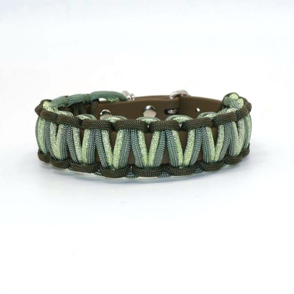 Halsband Biothane & Paracord *Oliv & Foggy & Guacamole Glitzer*