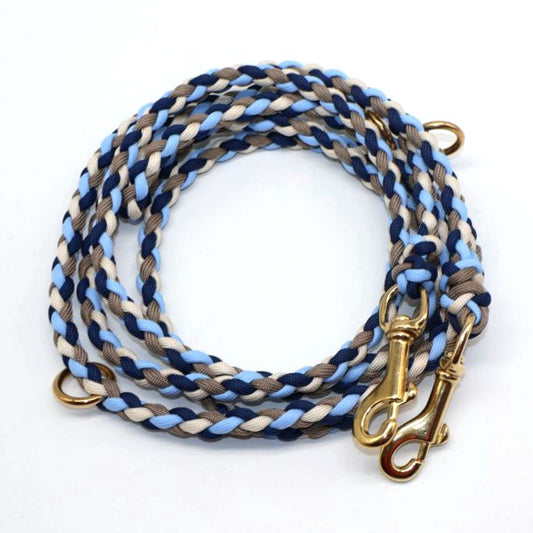 Handgeflochene Paracordleine *Polarblau & Galaxyblau & Tan & Creme*