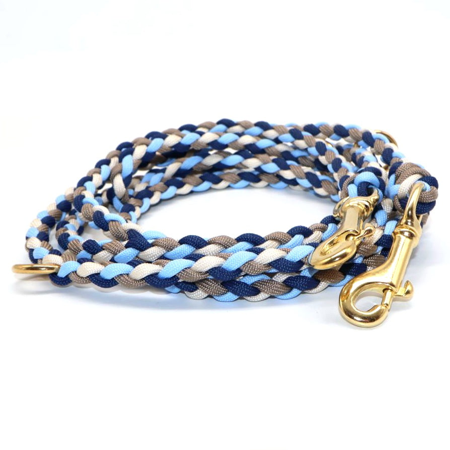 Handgeflochene Paracordleine *Polarblau & Galaxyblau & Tan & Creme*