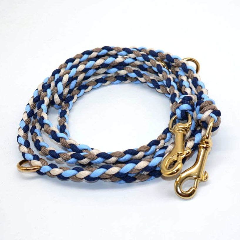 Handgeflochene Paracordleine *Polarblau & Galaxyblau & Tan & Creme*