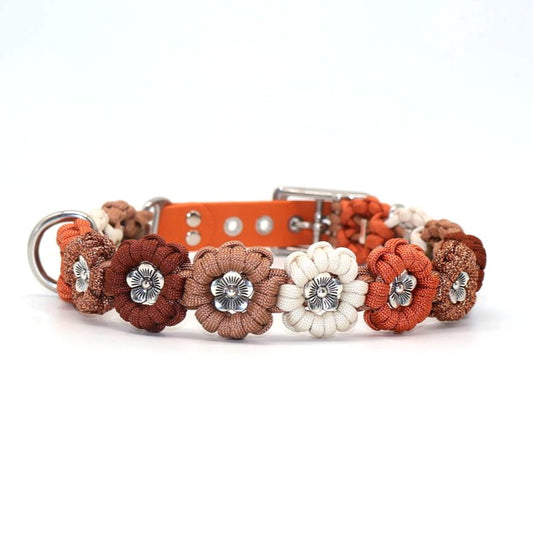 Blumen Halsband *Squirrel & Creme & Bronze & Rost & Glitzer*