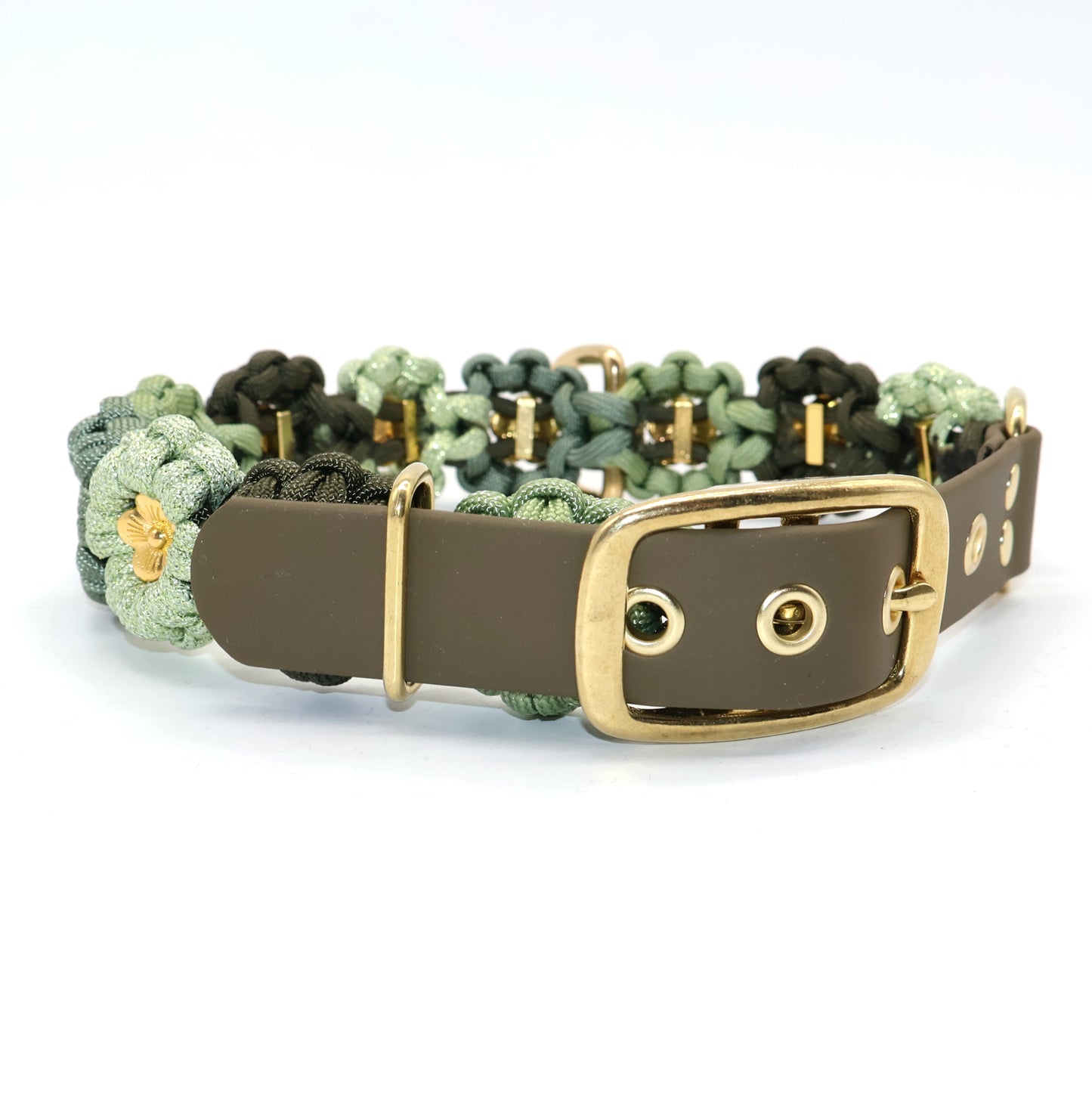 Blumen Halsband *Guacamole Glitzer & Foggy grün & Oliv*