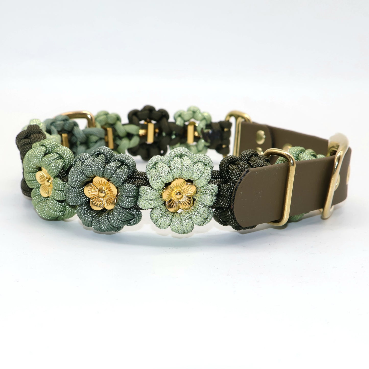 Blumen Halsband *Guacamole Glitzer & Foggy grün & Oliv*