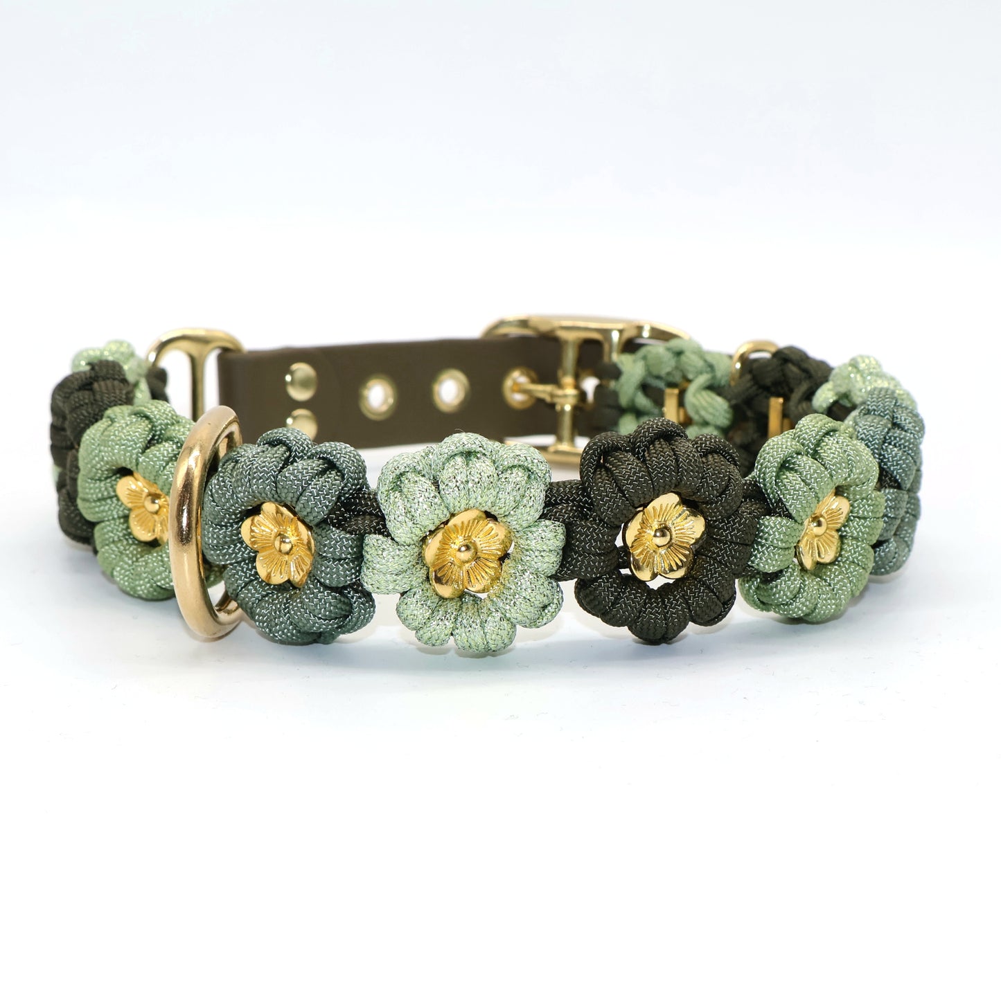 Blumen Halsband *Guacamole Glitzer & Foggy grün & Oliv*