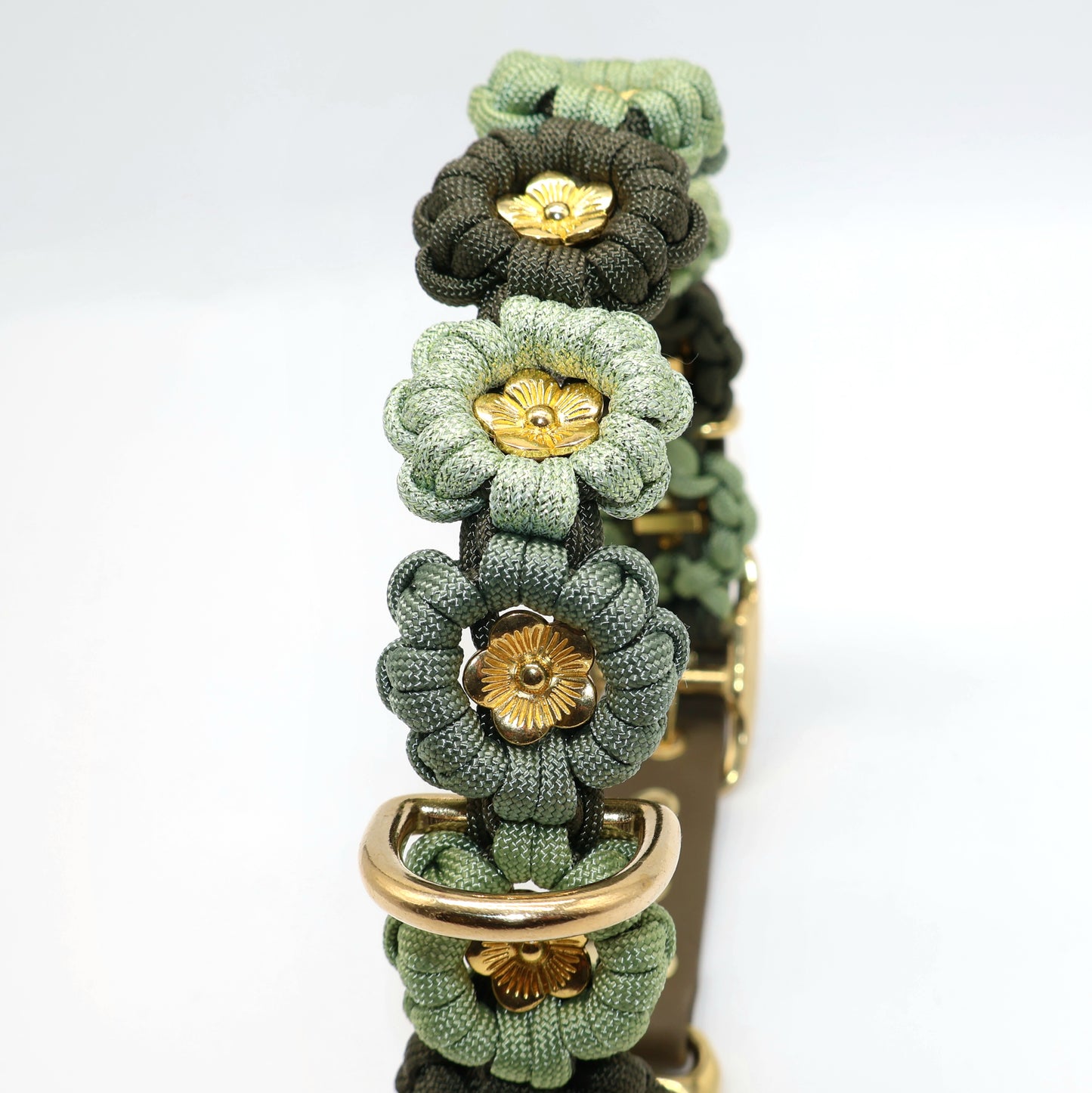 Blumen Halsband *Guacamole Glitzer & Foggy grün & Oliv*