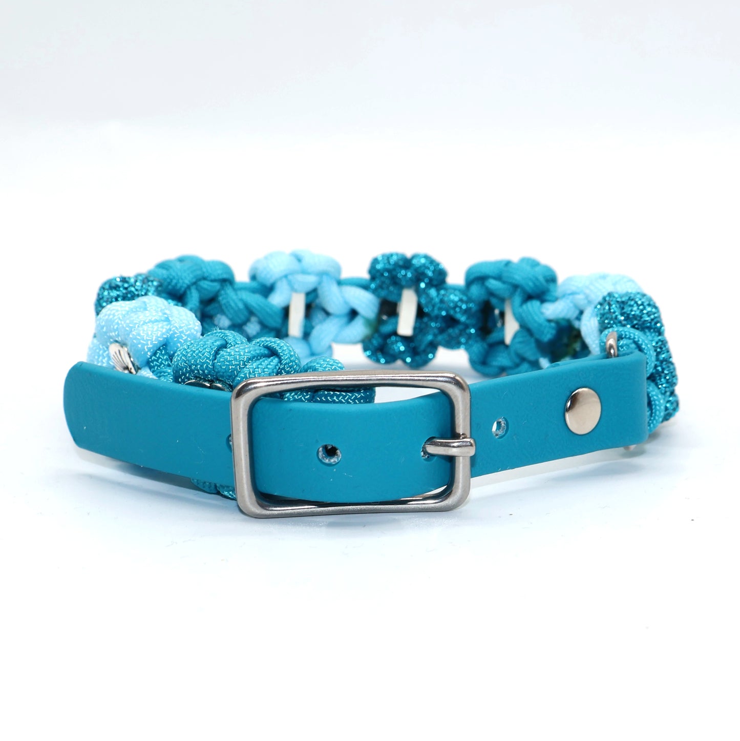 Blumen Halsband *Cyan Glitzer*