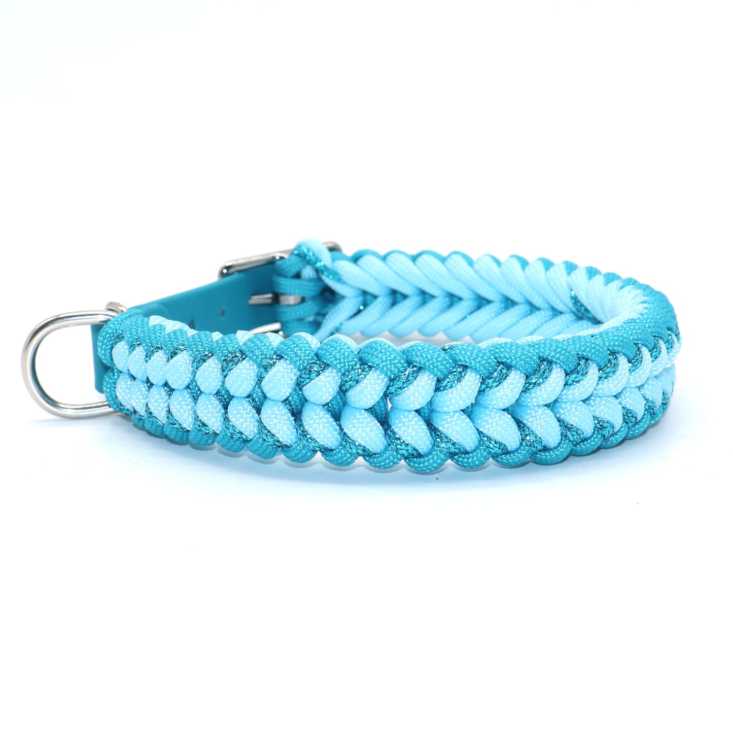 Paracord Halsband geflochten *Cyan Glitzer*