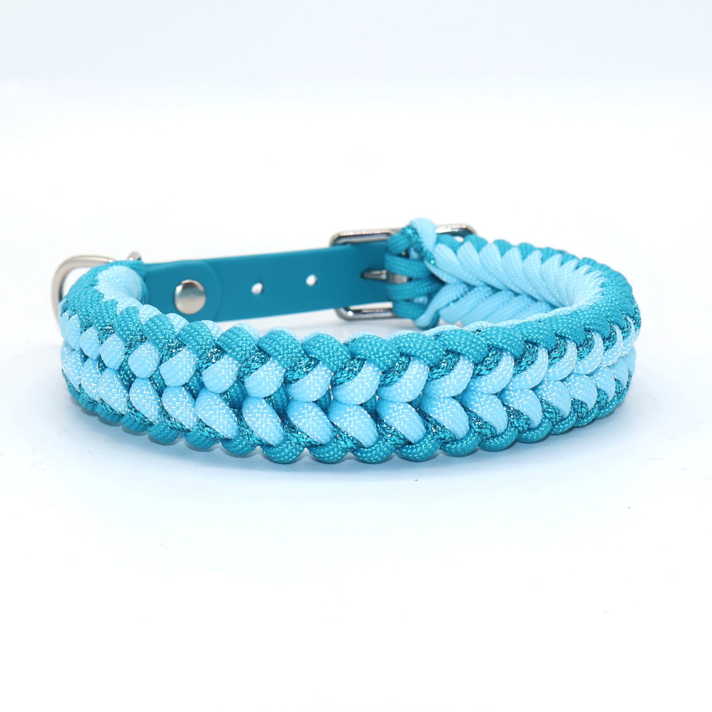 Paracord Halsband geflochten *Cyan Glitzer*