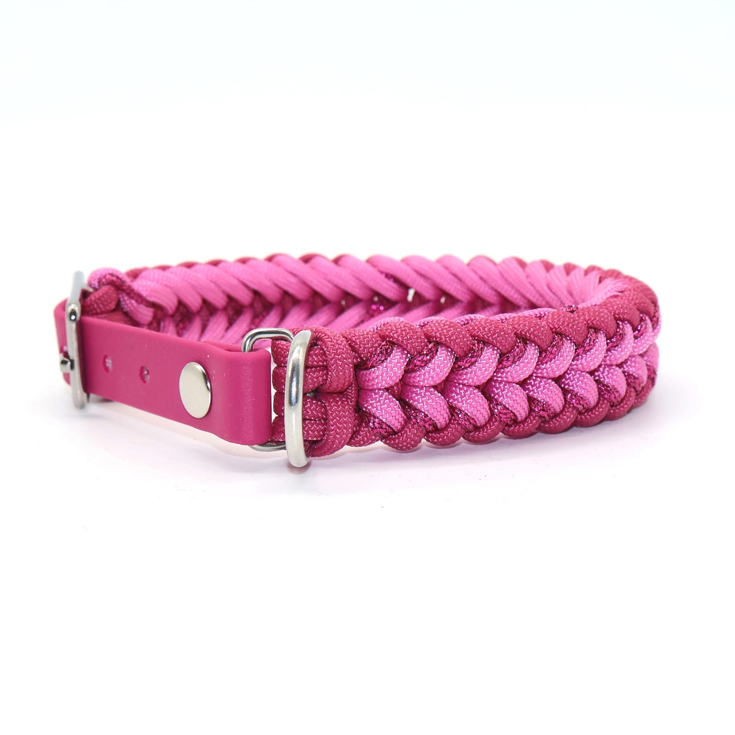 Paracord Halsband geflochten *Fuchsia-Bubble Gum Glitzer*