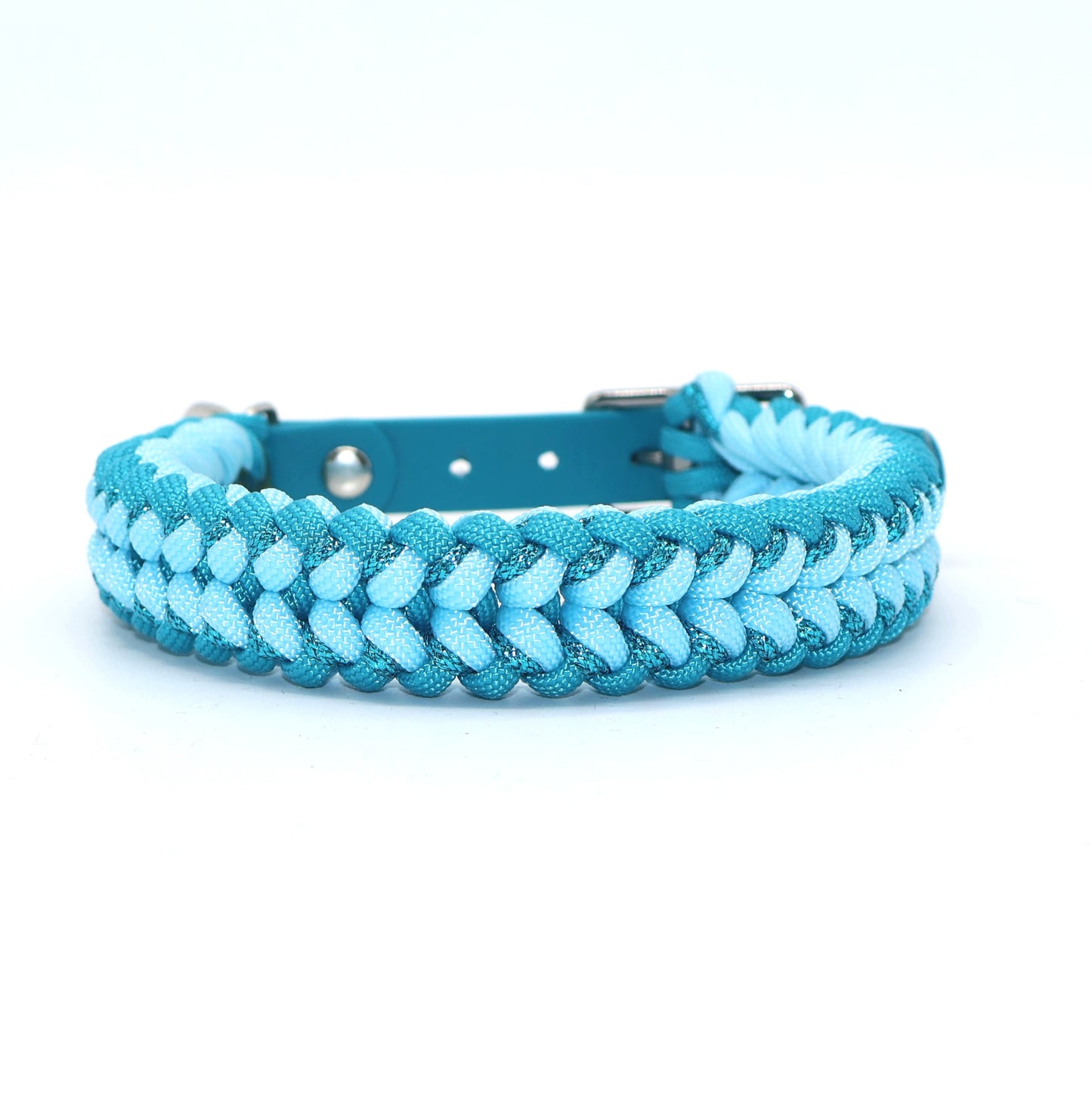 Paracord Halsband geflochten *Cyan Glitzer*