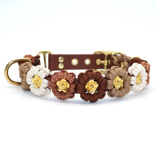 Blumen Halsband *Schokolade Braun & Creme & Glitzer*