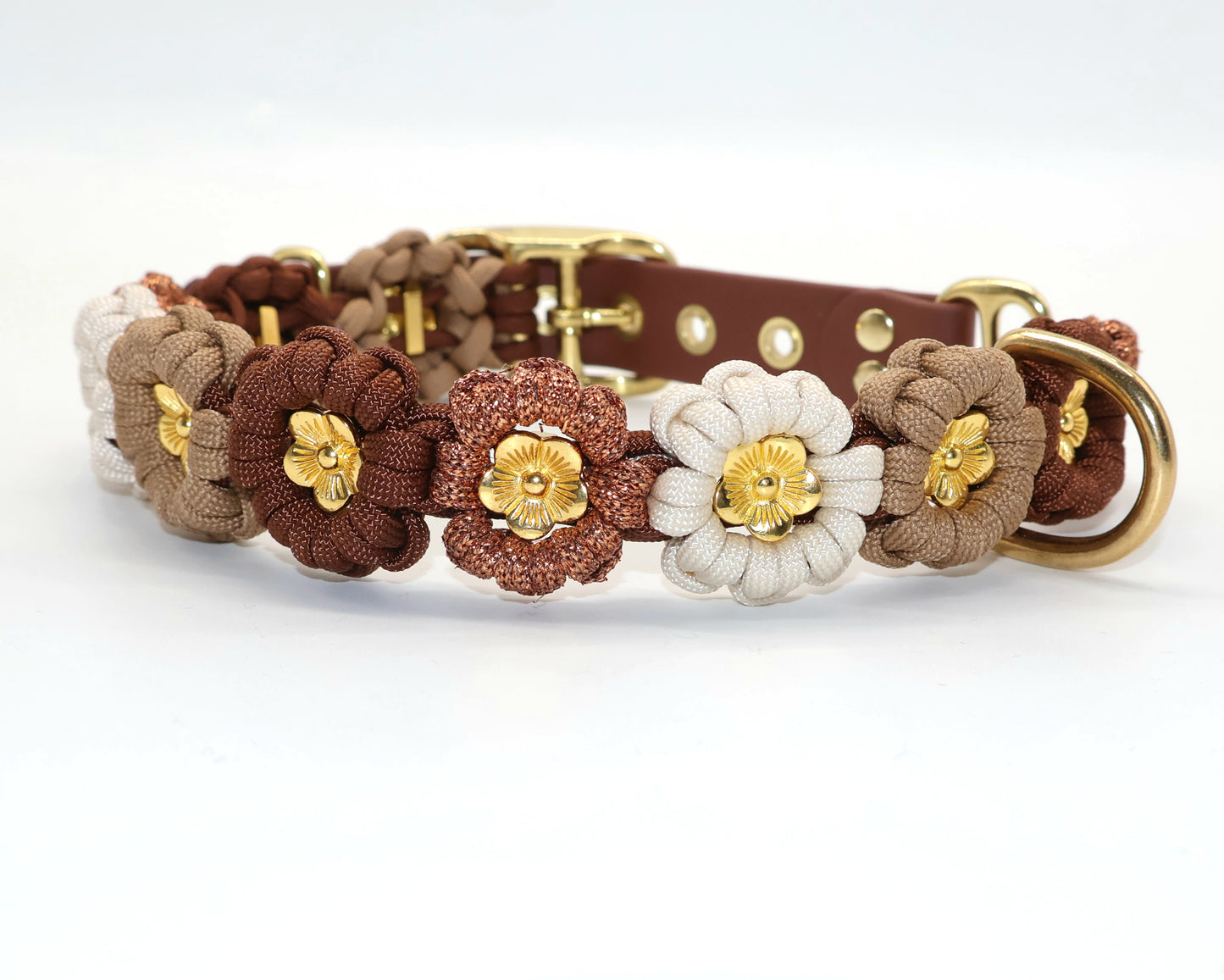 Flower Necklace *Brown &amp; Cream &amp; Glitter*