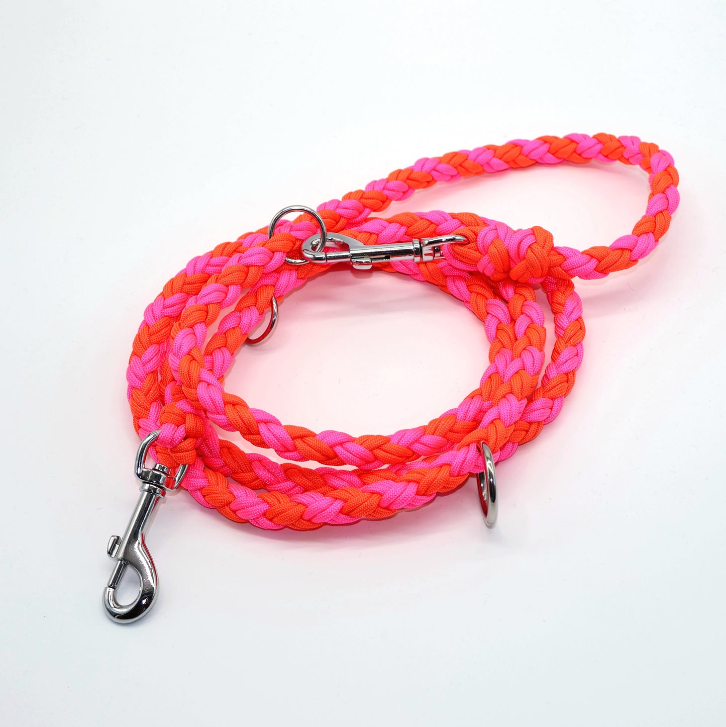 Handgeflochtene Paracord Leine *Neon Pink & Neon Orange*