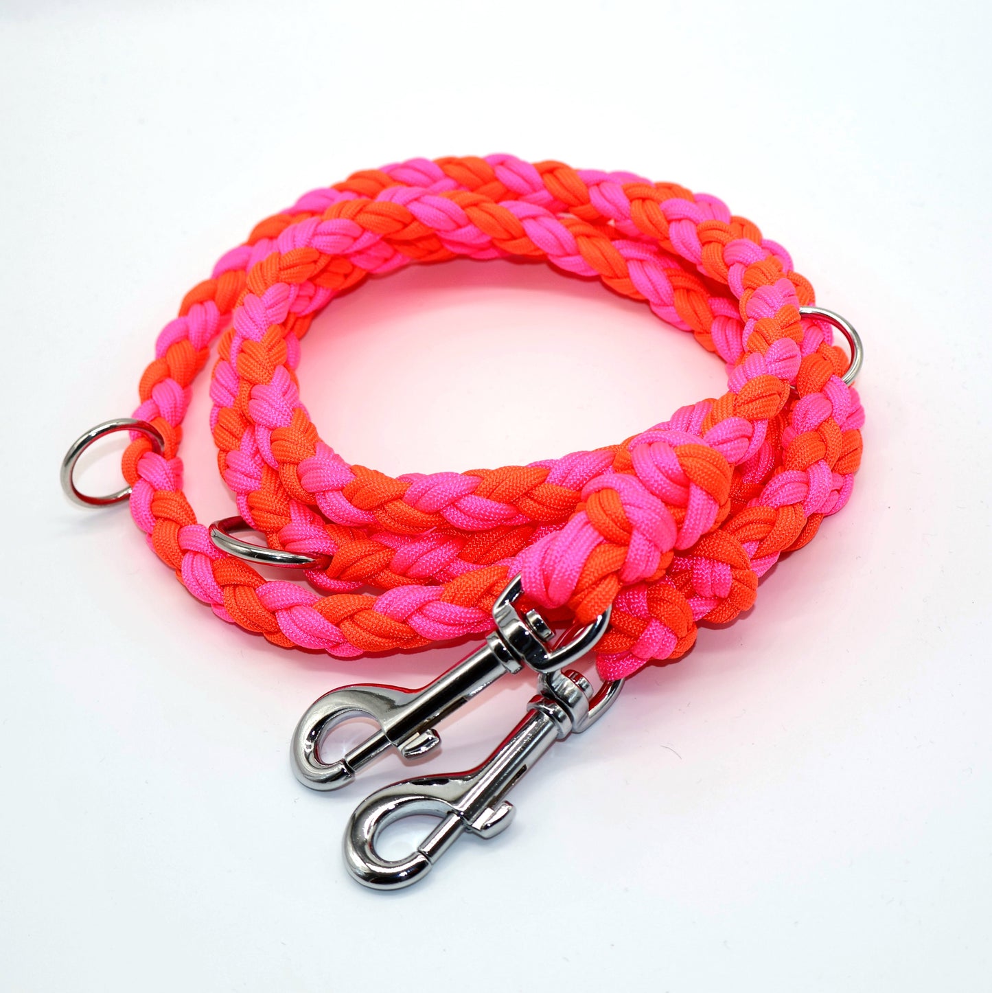 Handgeflochtene Paracord Leine *Neon Pink & Neon Orange*