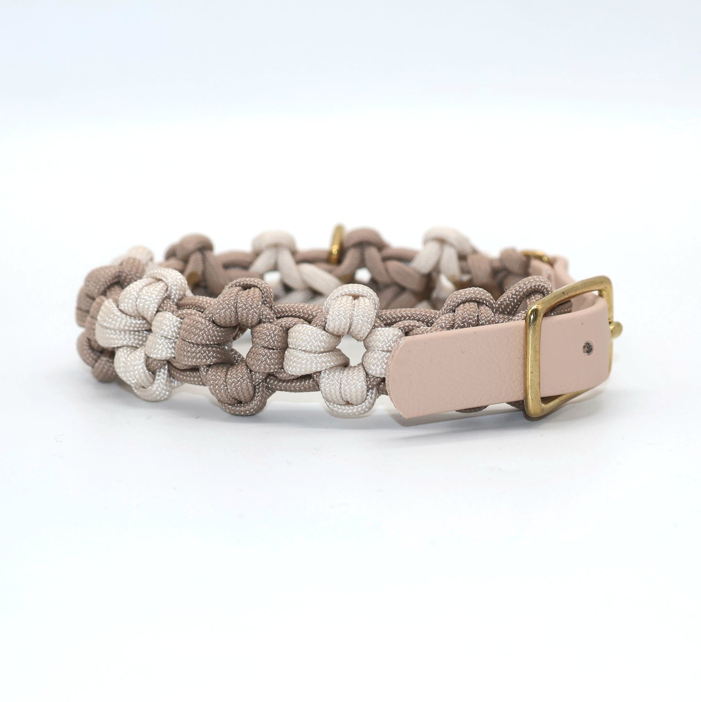 Mini Blumen Paracord Halsband *Beige (Gold)* 22-31cm