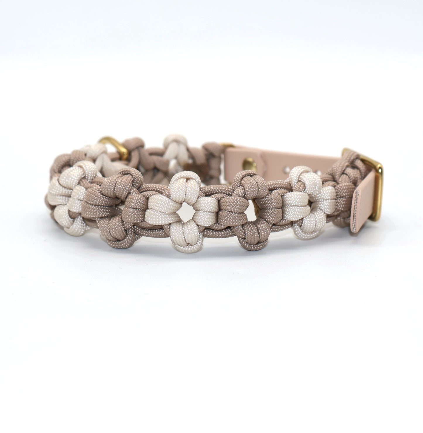 Mini Blumen Paracord Halsband *Beige (Gold)* 22-31cm