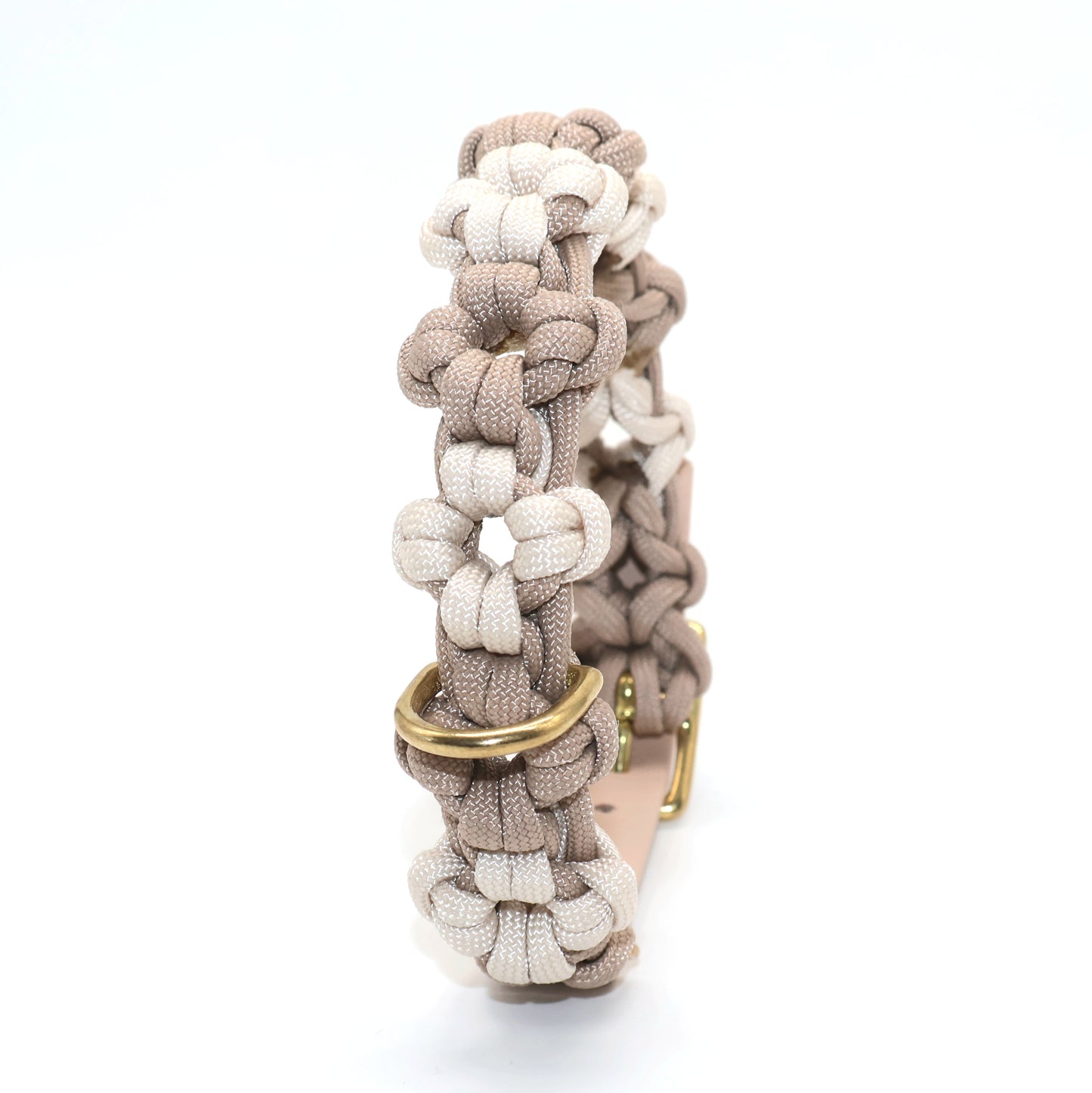 Mini Blumen Paracord Halsband *Beige (Gold)* 22-31cm