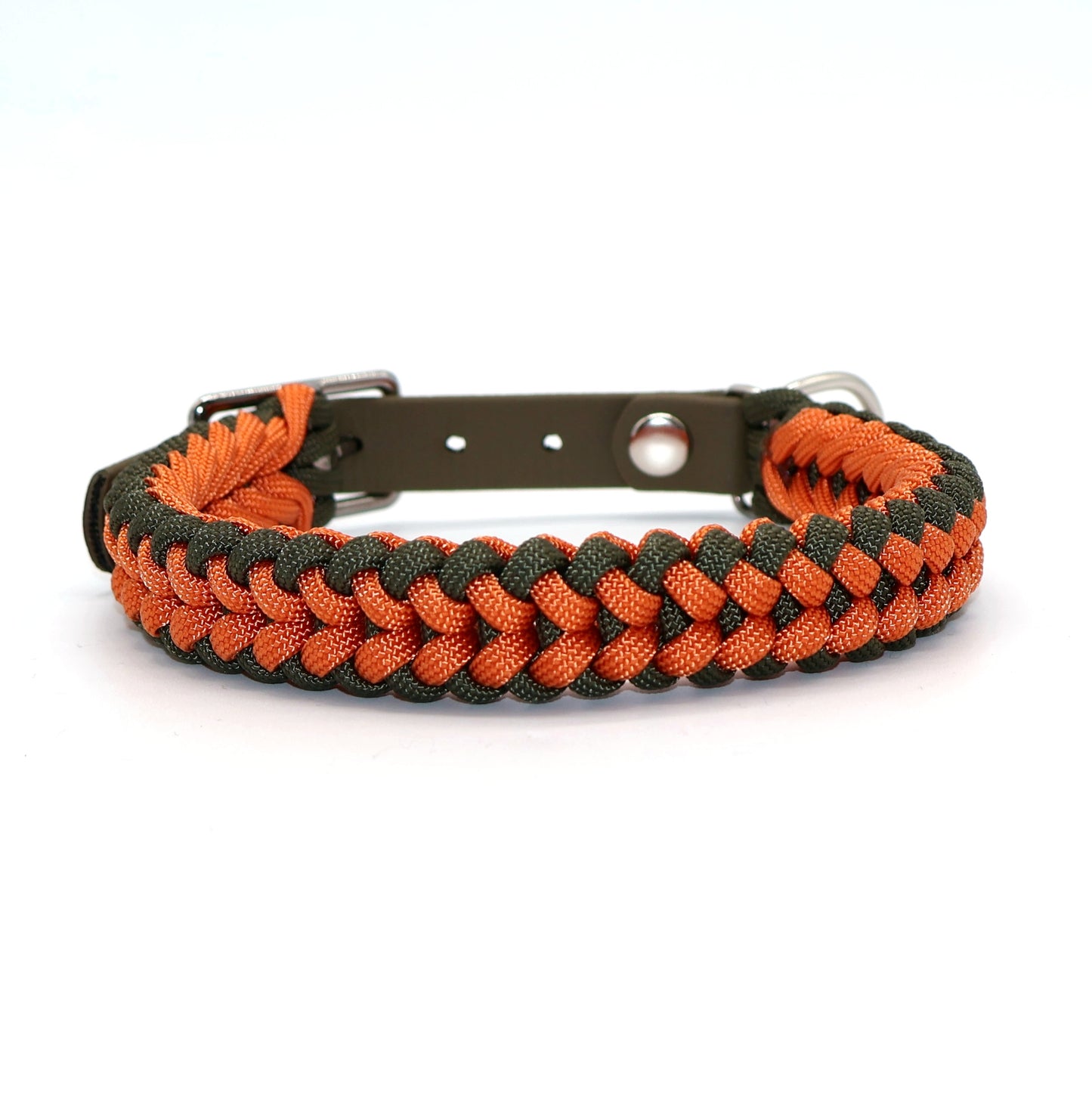 Halsband Paracord *Oliv-Orange* für einen Halsumfang: 28-32cm
