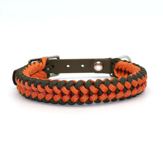 Halsband Paracord *Oliv-Orange* für einen Halsumfang: 28-32cm
