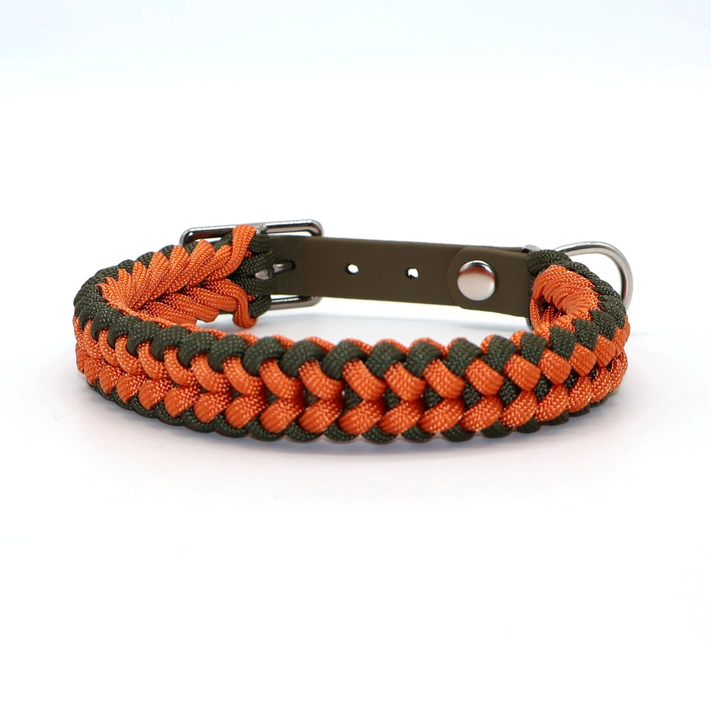 Halsband Paracord *Oliv-Orange* für einen Halsumfang: 28-32cm