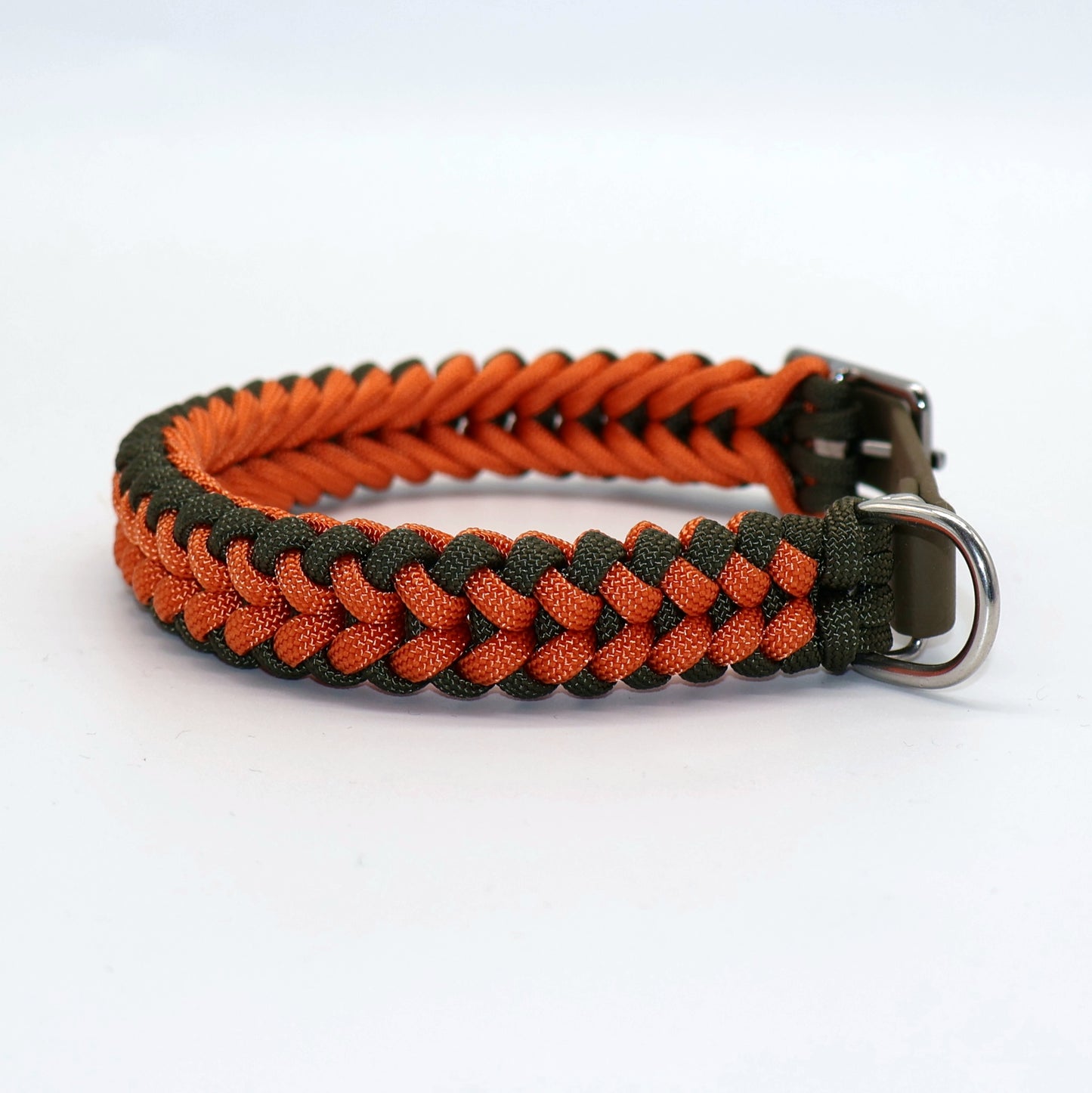 Halsband Paracord *Oliv-Orange* für einen Halsumfang: 28-32cm