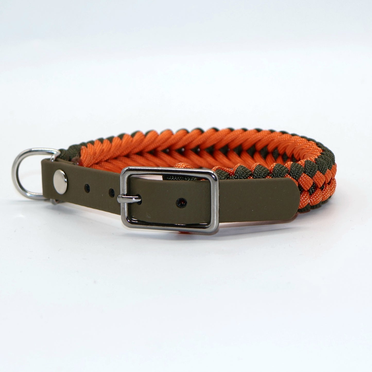 Halsband Paracord *Oliv-Orange* für einen Halsumfang: 28-32cm