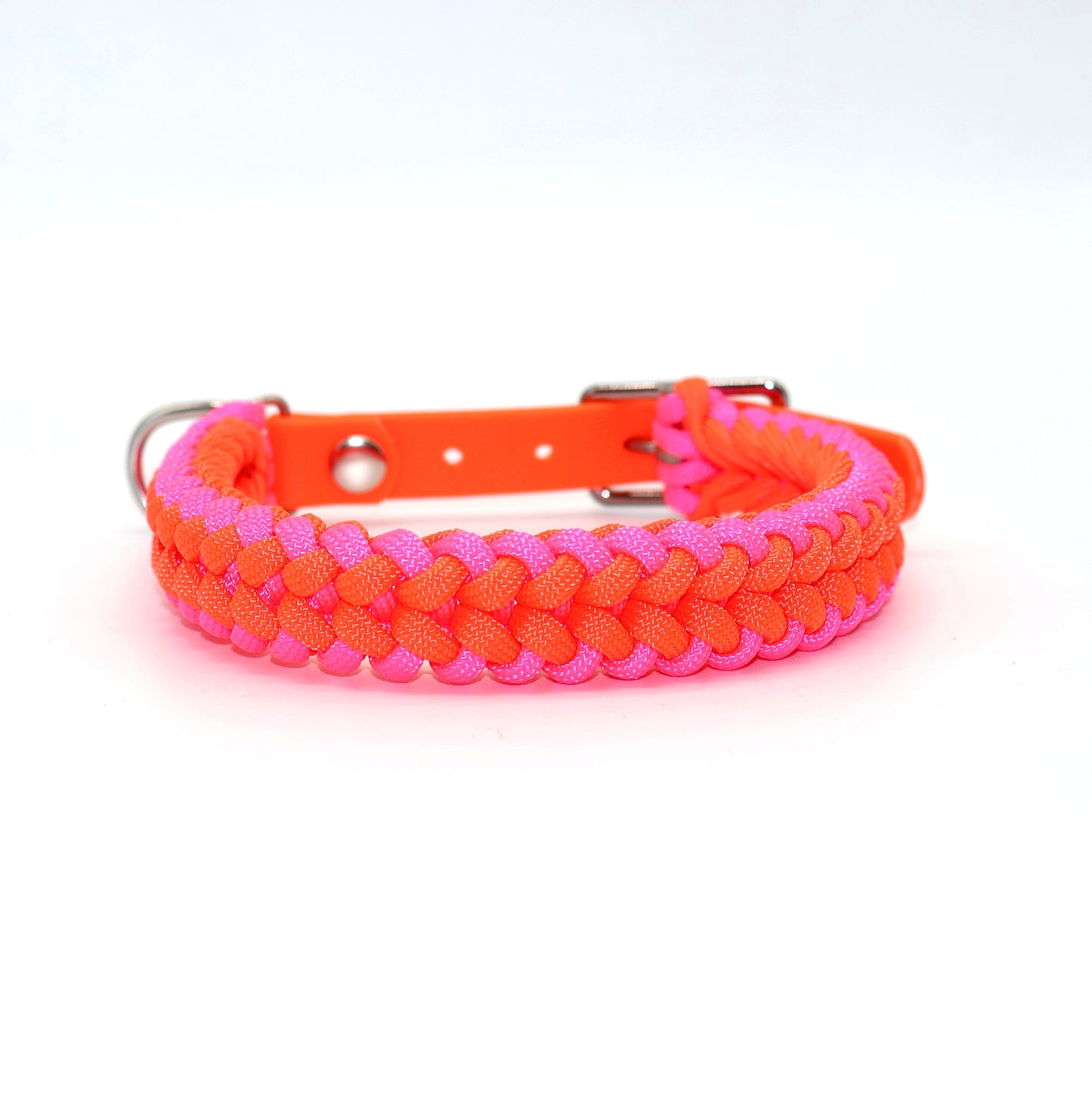 Halsband Paracord *Neon Pink- Neon Orange* für einen Halsumfang: 28-32cm