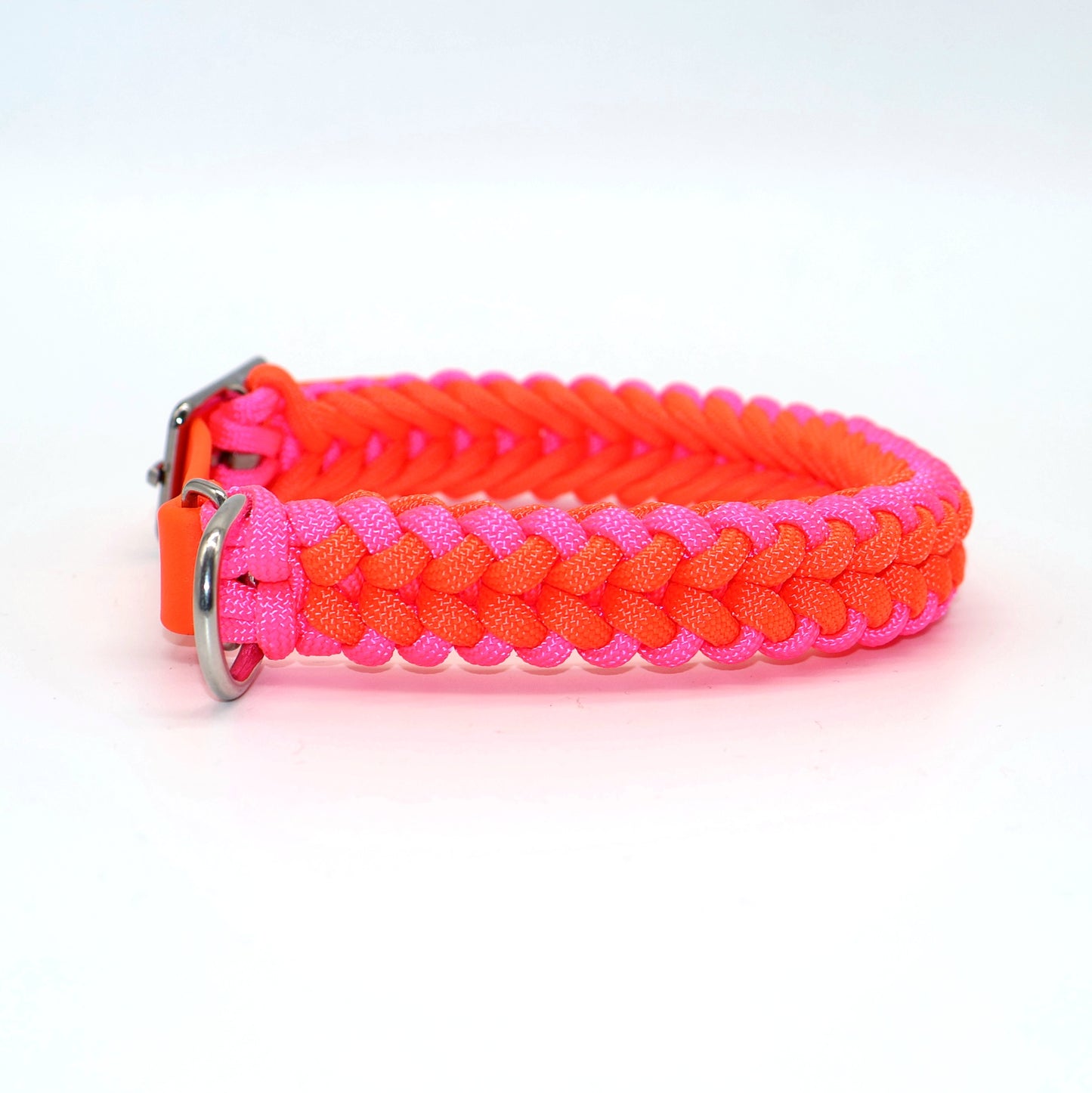 Halsband Paracord *Neon Pink- Neon Orange* für einen Halsumfang: 28-32cm