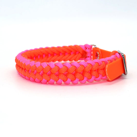 Halsband Paracord *Neon Pink- Neon Orange* für einen Halsumfang: 28-32cm