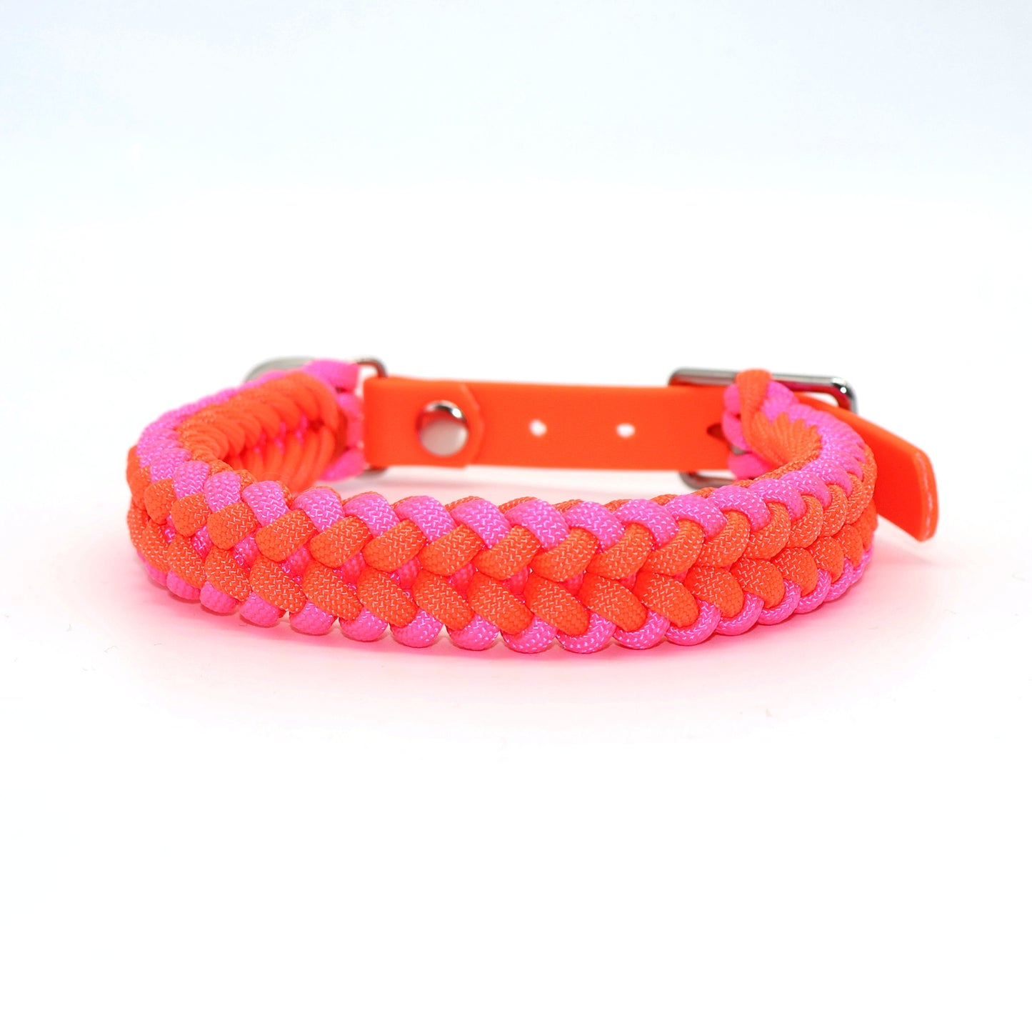 Halsband Paracord *Neon Pink- Neon Orange* für einen Halsumfang: 28-32cm