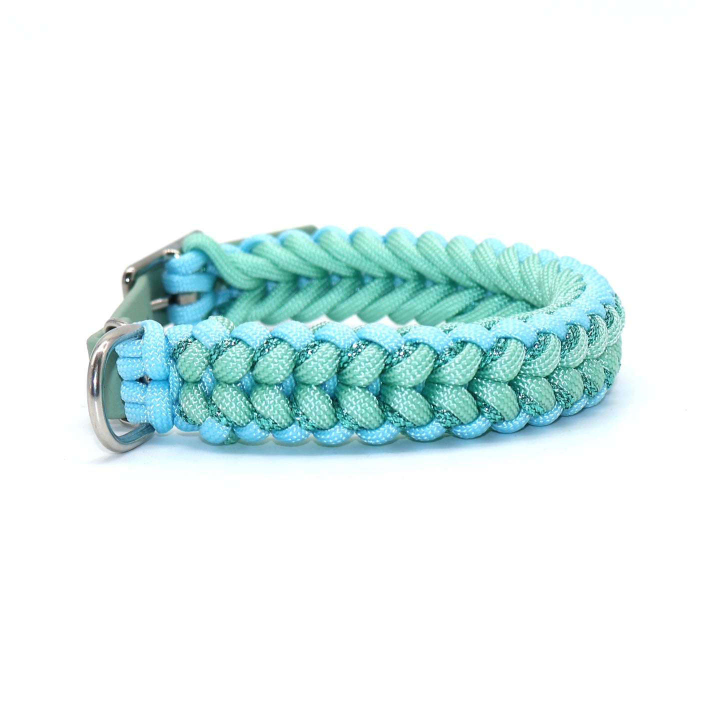 Halsband Paracord *Mint-Pastellblau Glitzer* für einen Halsumfang: 26-30cm