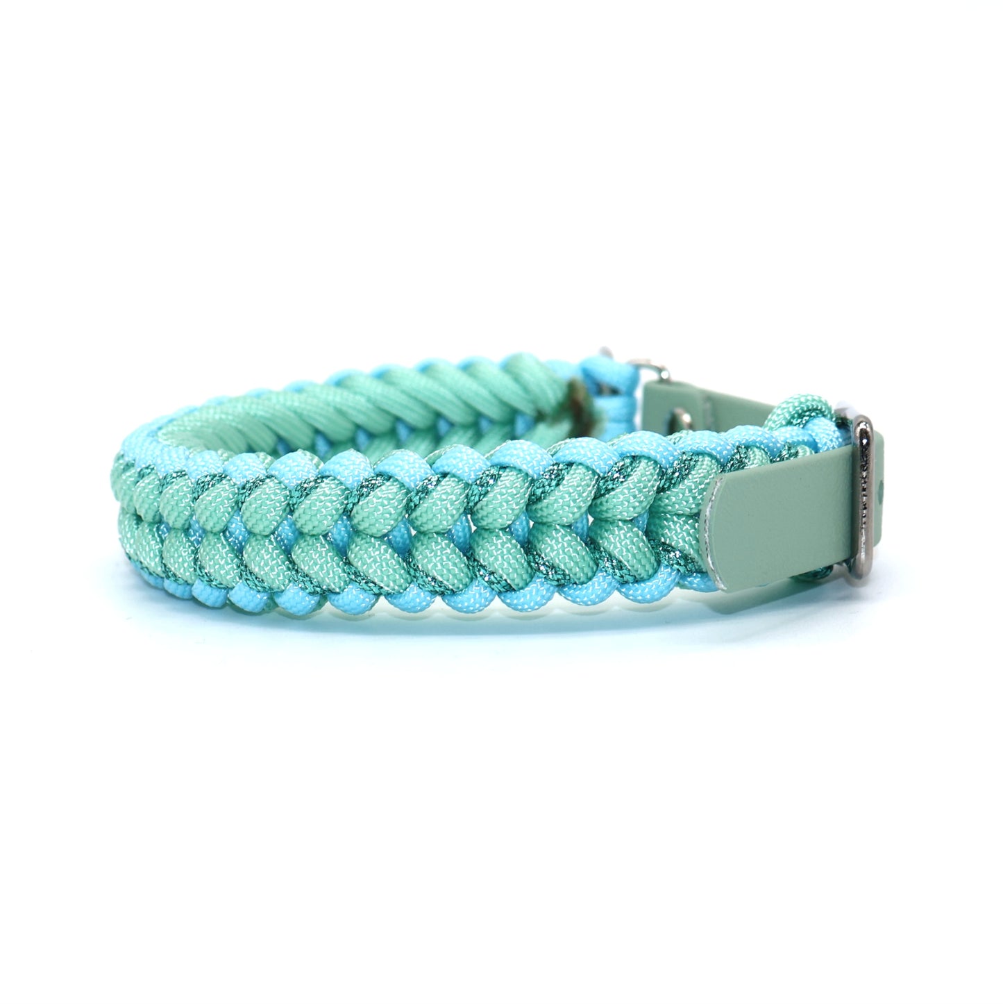 Halsband Paracord *Mint-Pastellblau Glitzer* für einen Halsumfang: 26-30cm