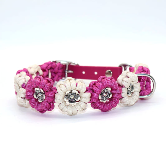 Blumen Halsband *Passion Pink & Creme*