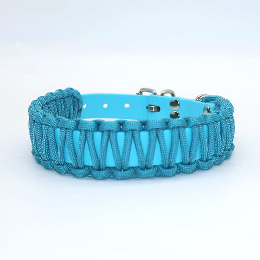 Halsband Biothane & Paracord *Cyan* 32-38cm