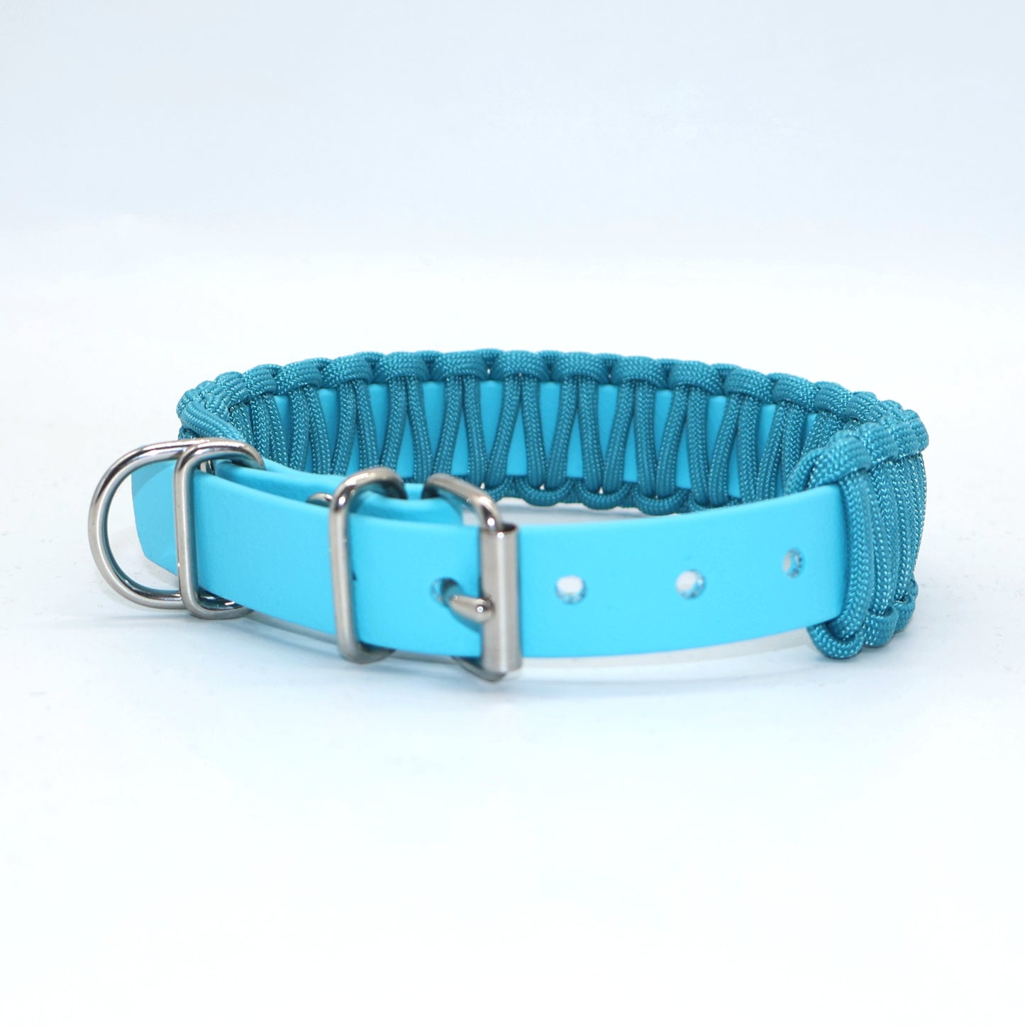 Halsband Biothane & Paracord *Cyan* 32-38cm